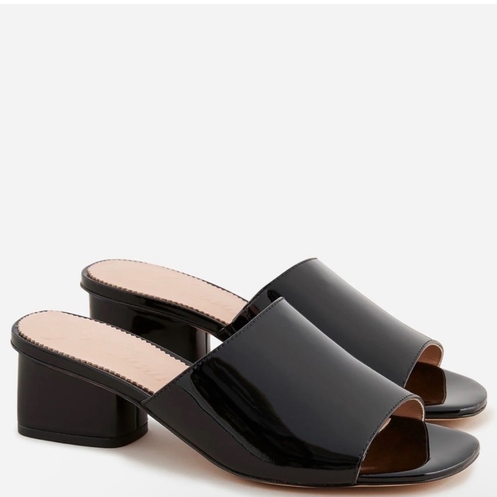 J. Crew 1997 Mule Heels in Black Patent‎ Leather Women’s Sz 7.5